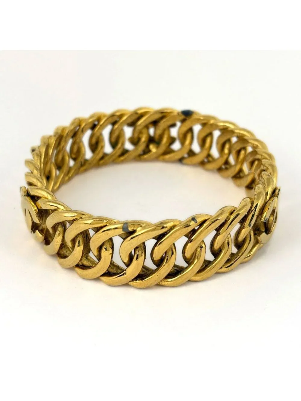 Chanel Bangle CC Logo Gold Plated Bracelet